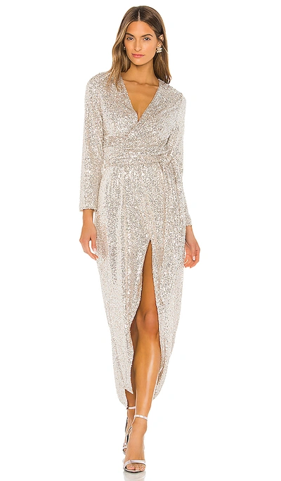 Shop Resa Cher Maxi Dress In Silver Sequin