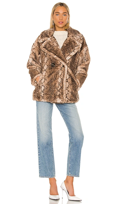 Shop Apparis Cecile Faux Fur Coat In Mocha Python