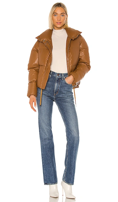 Shop Apparis Camila Vegan Leather Puffer Jacket In Camel