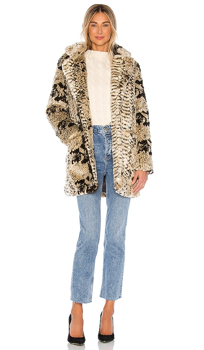 Shop Apparis Sydney Faux Fur Coat In Ivory Python