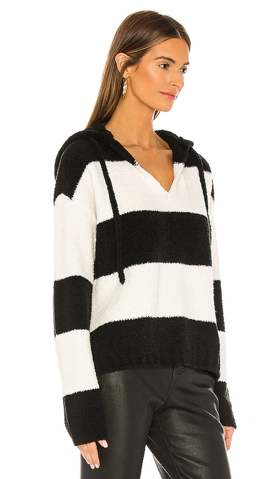 Shop Atm Anthony Thomas Melillo Chenille Bold Stripe Hoodie Sweater In Black & White Stripe