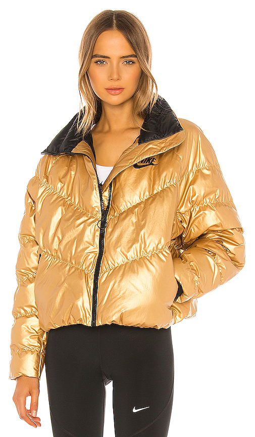 Nike Gold High Neck Padded Jacket In 