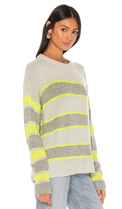 Shop Autumn Cashmere Boxy Stripe Block Crew Sweater In Sleet & Volt & Sweatshirt