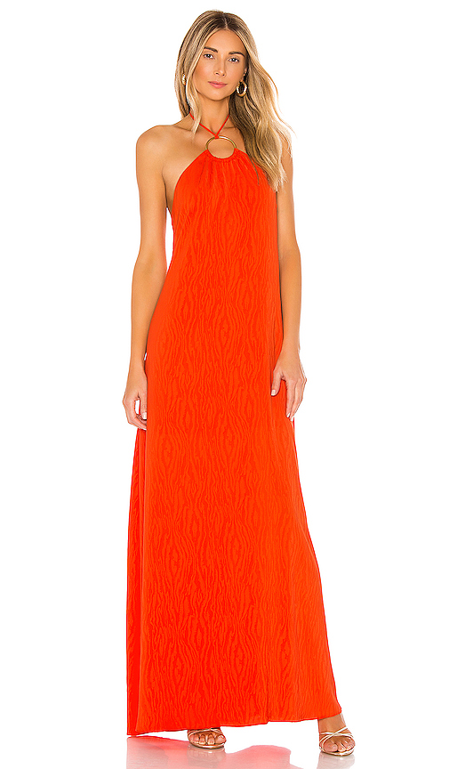 red orange maxi dress