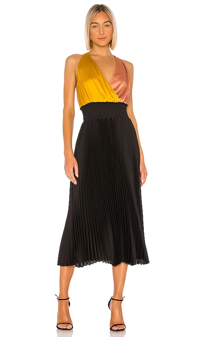 Shop 1.state Colorblock Pleated Dress In Rich Black