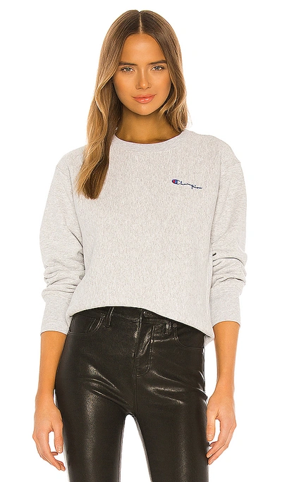 Shop Champion Small Script Crewneck In Grey