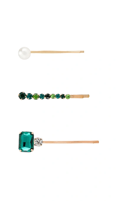 Shop Petit Moments Glamour Barrette Set In Emerald