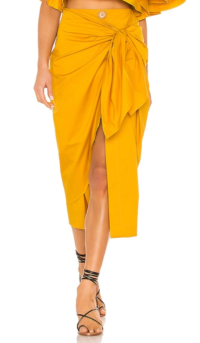 Shop Johanna Ortiz Fresh Lemon Skirt In Summer Mustard