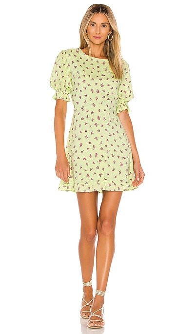 Shop Faithfull The Brand Florence Mini Dress In Lime Luda Floral