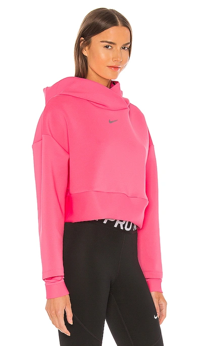 Shop Nike Clean Fleece Hoodie In Digital Pink & Metallic Silver