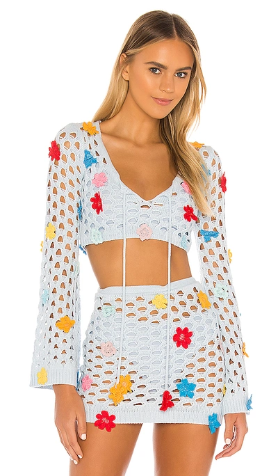 Shop Lovers & Friends Flower Power Top In Baby Blue