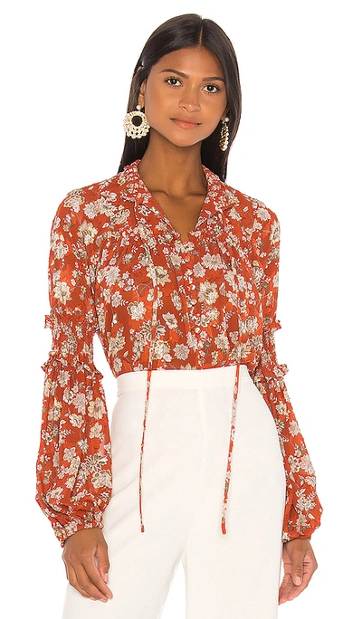 Shop Alexis Zaria Top In Saffron Floral