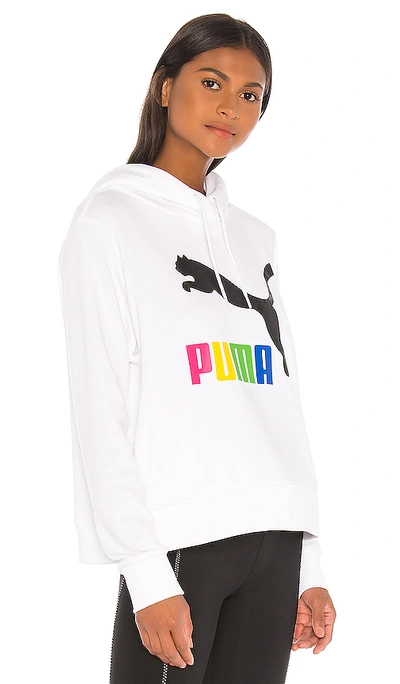 Shop Puma Classics Logo Hoodie In  White