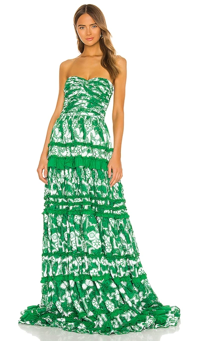 Shop Alexis Samanta Gown In Emerald Embroidery