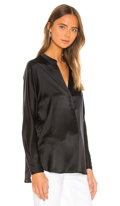 Shop Vince Band Collar Blouse In Black