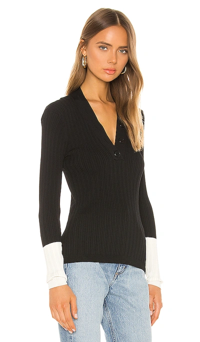 Shop Equipment Adonide V Neck Sweater In True Black & Pristine
