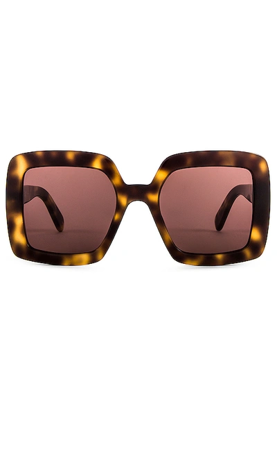 Shop Courrèges The Panda Oversized Square In Shiny Spotted Havana & Brown