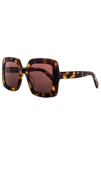 Shop Courrèges The Panda Oversized Square In Shiny Spotted Havana & Brown