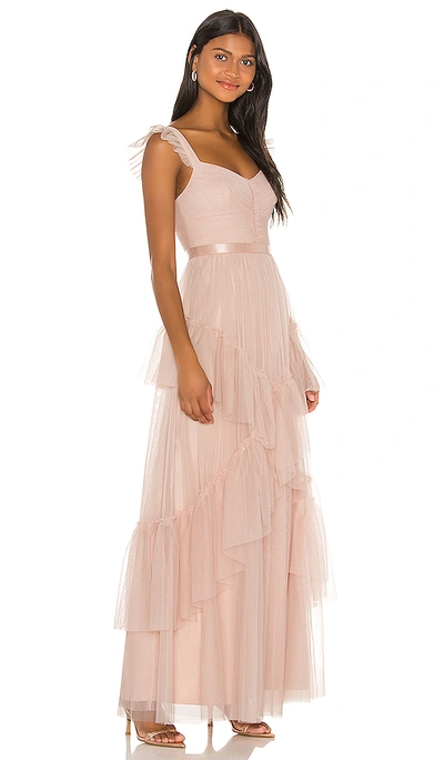 Shop Bcbgmaxazria Tiered Ruffle Gown In Bare Pink