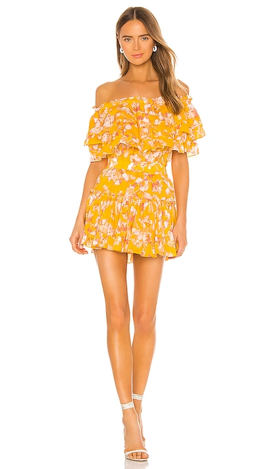 Shop Misa Luella Dress In Yellow Washed Wildflower