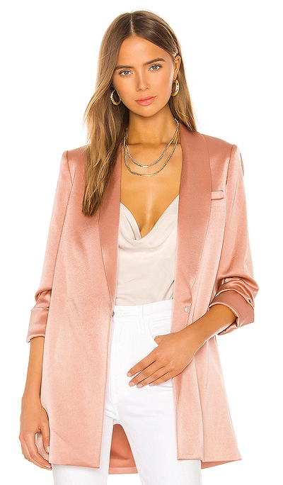 Shop Alice And Olivia Jace Shawl Collar Oversized Blazer In Rose Tan
