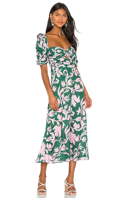 Shop Keepsake Wistful Midi Dress In Jade Baroque