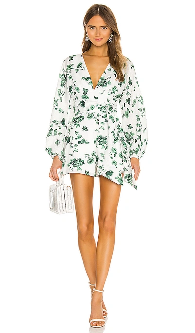 Shop Keepsake Fallen Long Sleeve Romper In Ivory With Jade Floral