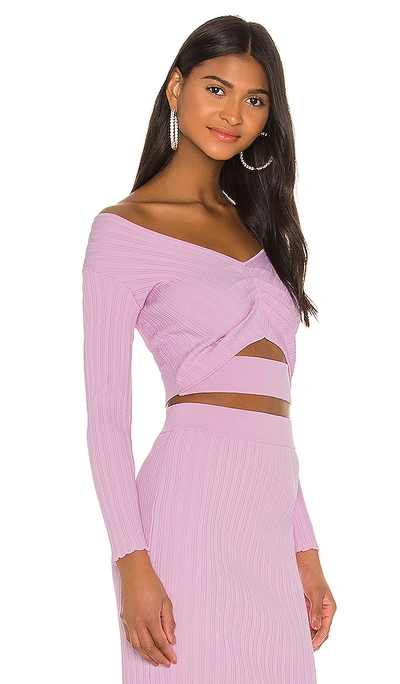 Shop Michelle Mason Off Shoulder Rib Top In Petal