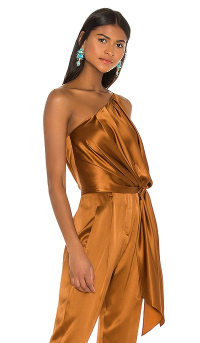 Shop Michelle Mason X Revolve One Shoulder Pleat Top In Copper