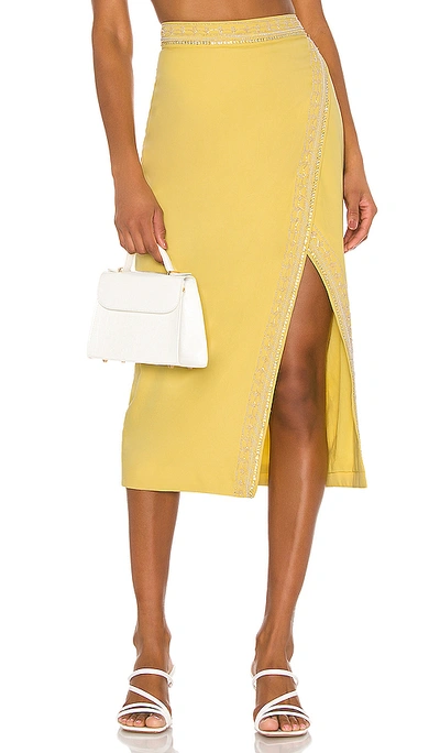 Shop Song Of Style Bertha Midi Skirt In Lemon Yellow