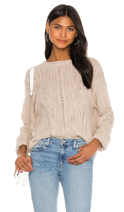 Shop Vince Open Knit Cable Crew Sweater In Light Heather Taupe