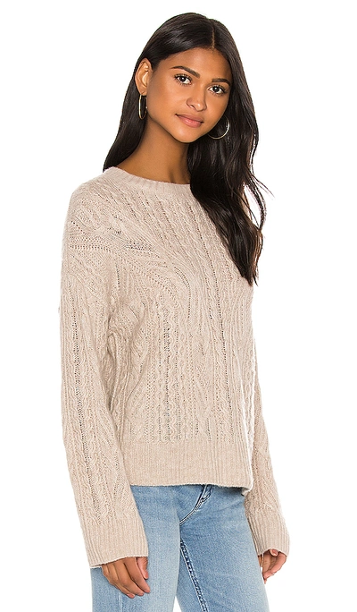 Shop Vince Open Knit Cable Crew Sweater In Light Heather Taupe