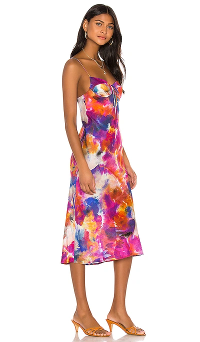 Shop Sun Becomes Her Corset Midi Dress In Botanical Tie Dye