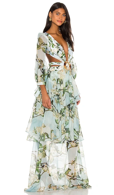 Shop Patbo Floral Long Sleeve Beach Dress In Sky