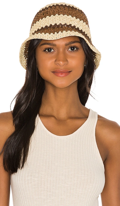 Shop Brixton Essex Raffia Bucket Hat In Tan & Brown