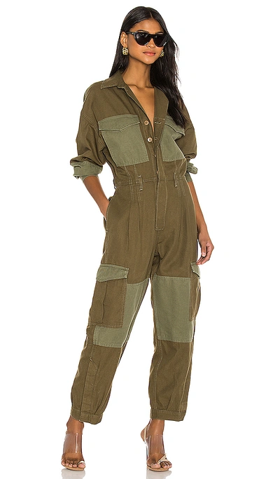 Shop Citizens Of Humanity Camille Cuffed Leg Jumpsuit In Caper & Olive Green