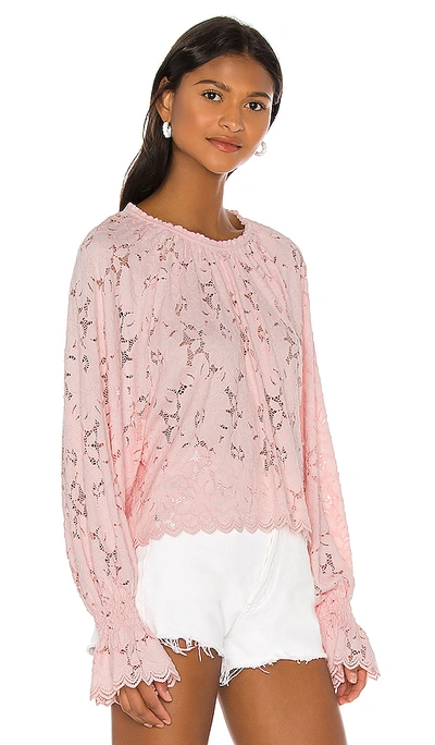Shop Free People Olivia Lace Tee In Pink