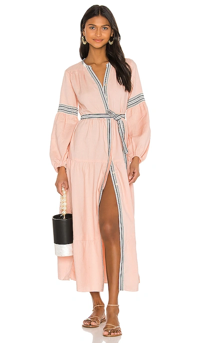 Shop Lemlem Koki Peasant Dress In Light Salmon