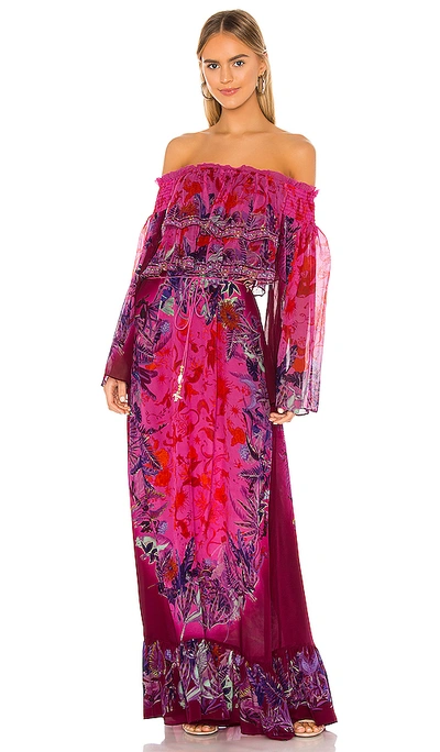 Shop Camilla Long Tiered Ruffle Dress In Tropic Of Neon