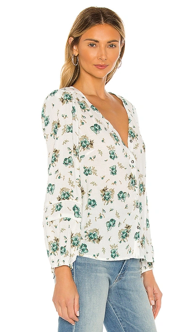 Shop 1.state Contrast Piped Blouse In White Blue Floral