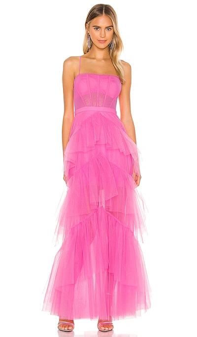 Shop Bcbgmaxazria Corset Tulle Gown In Vibrant Pink