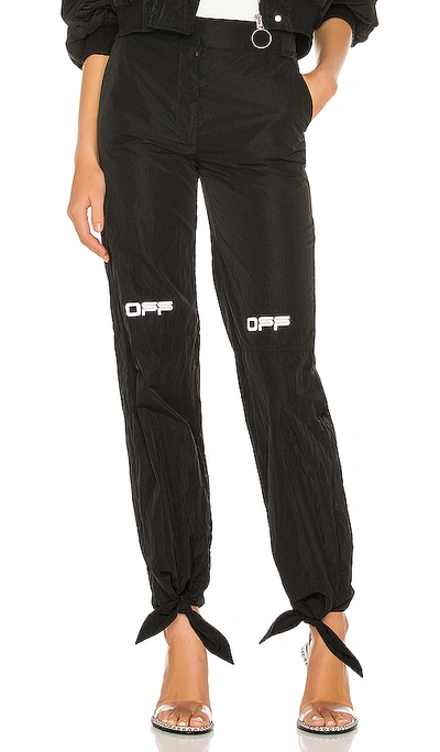 Shop Off-white Nylon Bow Pant In Black & White