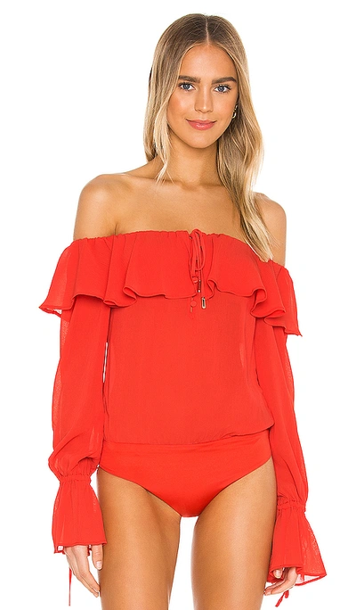 Shop House Of Harlow 1960 X Revolve Vada Bodysuit In Coral