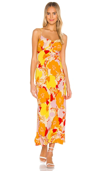 Shop Astr Charisma Dress In Yellow & Orange Tropical Floral