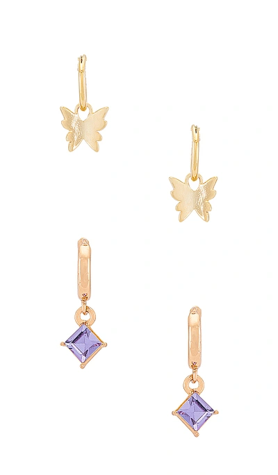 Shop Petit Moments Fly Away 귀걸이 및 바라렛 세트 In Gold