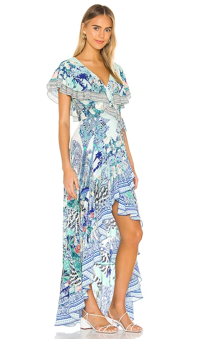 Shop Camilla Frill Sleeve Long Dress In Wings Of Luxor