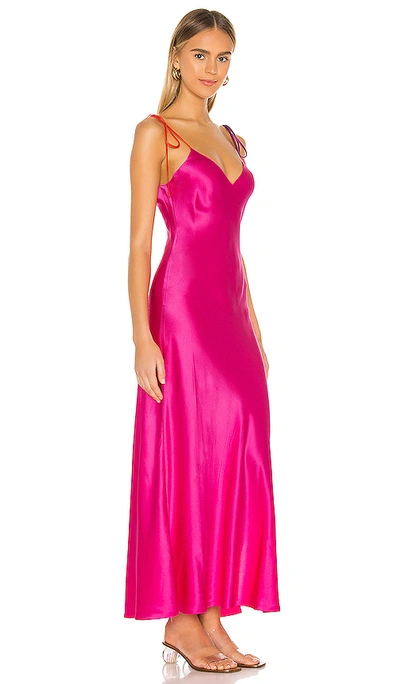 Shop Dannijo Tie Strap Long Slip Dress In Hot Pink
