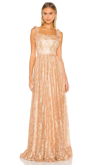 Shop Sabina Musayev Cleo Gown In Rose Gold