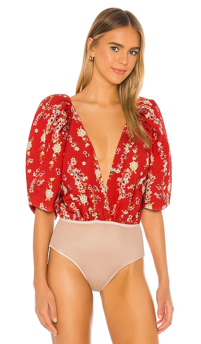 Shop Iorane Puff Bodysuit In Cherry Tree