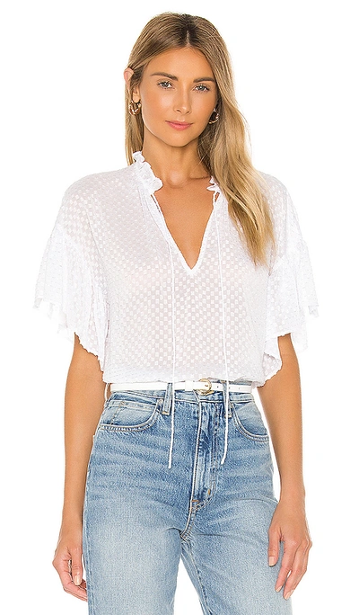 Shop Alice And Olivia Julius Short Ruffle Sleeve Tunic Top In White